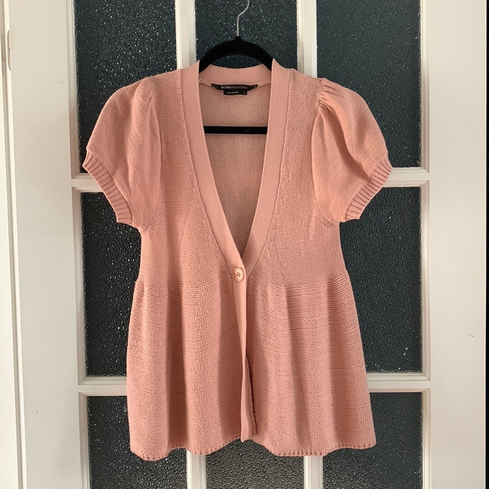 BCBGMAXAZRIA Pink Knit Tee Cardigan (S)